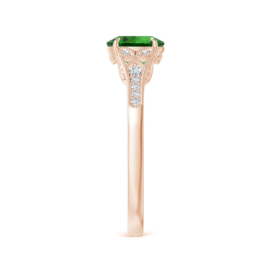 7x5mm Labgrown Lab-Grown Aeon Vintage Inspired Oval Emerald Solitaire Engagement Ring with Milgrain in Rose Gold side 299