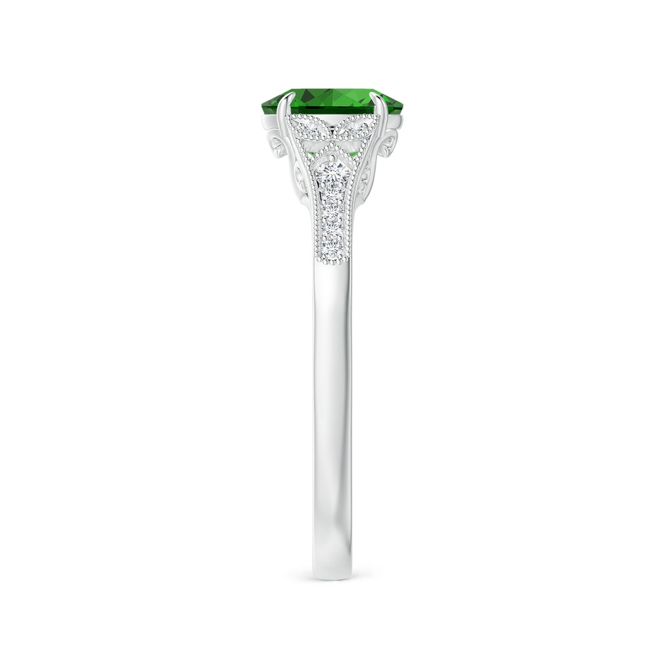 7x5mm Labgrown Lab-Grown Aeon Vintage Inspired Oval Emerald Solitaire Engagement Ring with Milgrain in White Gold side 299