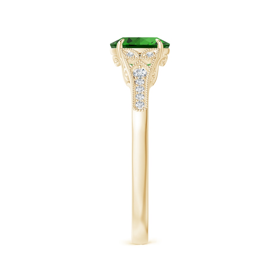 7x5mm Labgrown Lab-Grown Aeon Vintage Inspired Oval Emerald Solitaire Engagement Ring with Milgrain in Yellow Gold side 299