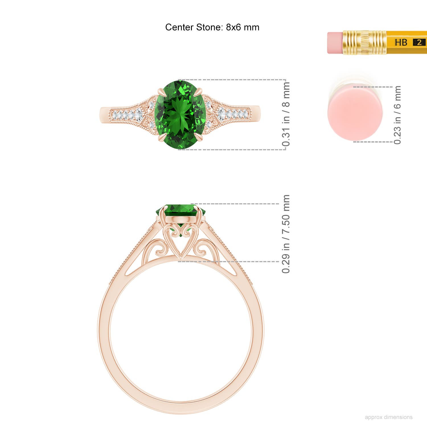 Premium - Lab-Grown Emerald / 1.24 CT / 18 KT Rose Gold