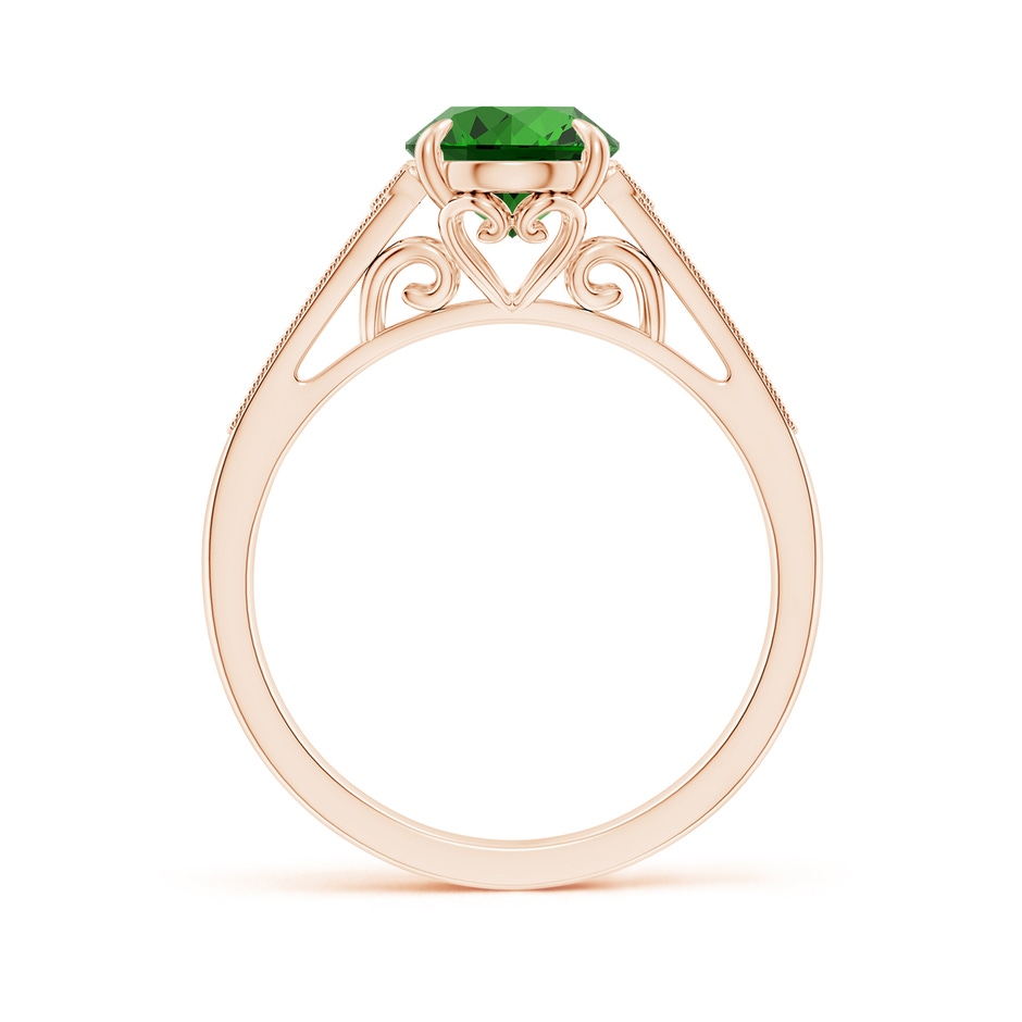 9x7mm Labgrown Lab-Grown Aeon Vintage Inspired Oval Emerald Solitaire Engagement Ring with Milgrain in Rose Gold side 199