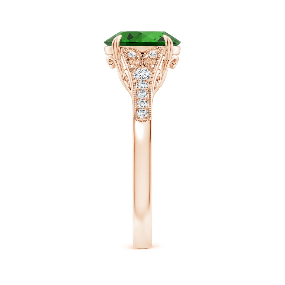 9x7mm Labgrown Lab-Grown Aeon Vintage Inspired Oval Emerald Solitaire Engagement Ring with Milgrain in Rose Gold side 299