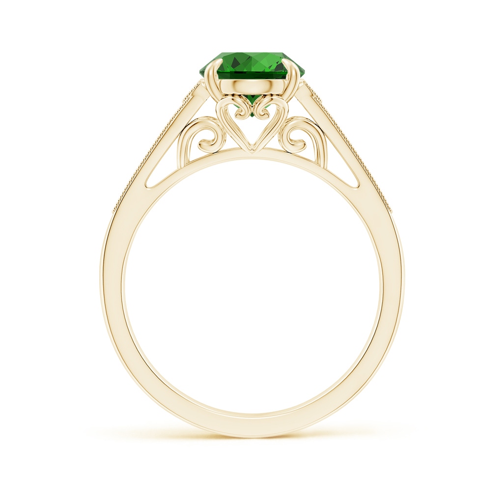 9x7mm Labgrown Lab-Grown Aeon Vintage Inspired Oval Emerald Solitaire Engagement Ring with Milgrain in Yellow Gold Side 199