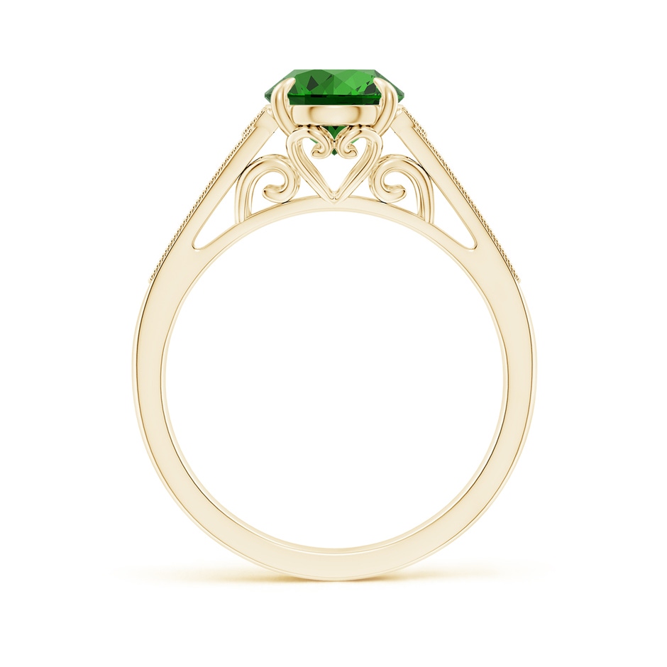 9x7mm Labgrown Lab-Grown Aeon Vintage Inspired Oval Emerald Solitaire Engagement Ring with Milgrain in Yellow Gold side 199