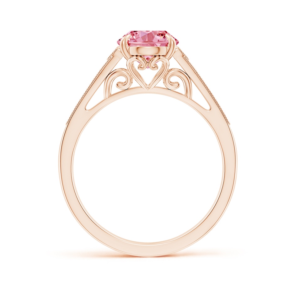 9x7mm Labgrown Aeon Vintage Inspired Oval Lab-Grown Fancy Intense Pink Diamond Solitaire Engagement Ring with Milgrain in Rose Gold side 199