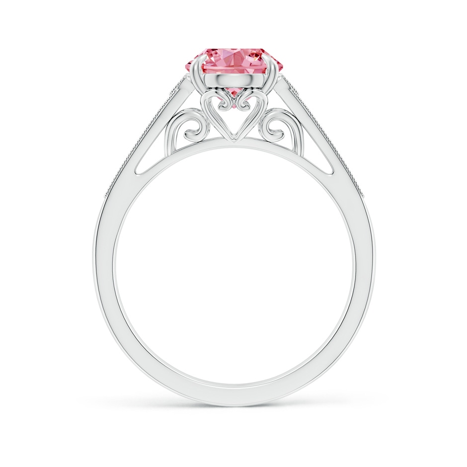 9x7mm Labgrown Aeon Vintage Inspired Oval Lab-Grown Fancy Intense Pink Diamond Solitaire Engagement Ring with Milgrain in S999 Silver side 199