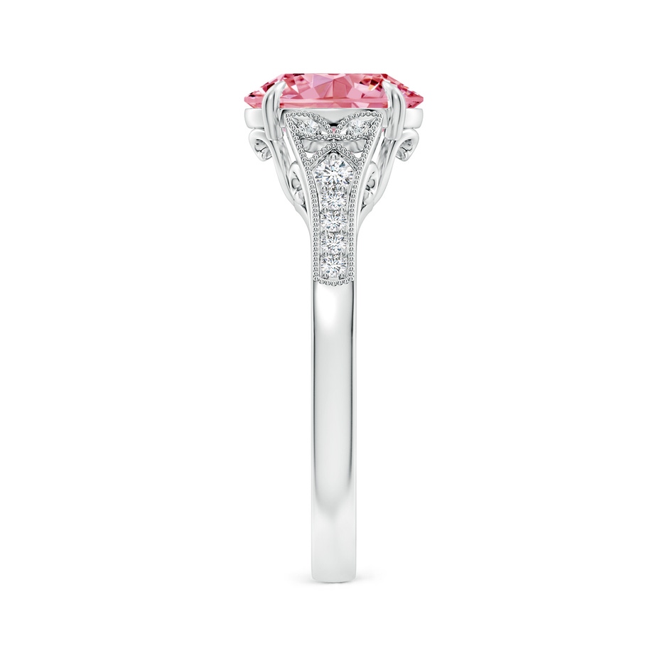 9x7mm Labgrown Aeon Vintage Inspired Oval Lab-Grown Fancy Intense Pink Diamond Solitaire Engagement Ring with Milgrain in S999 Silver side 299