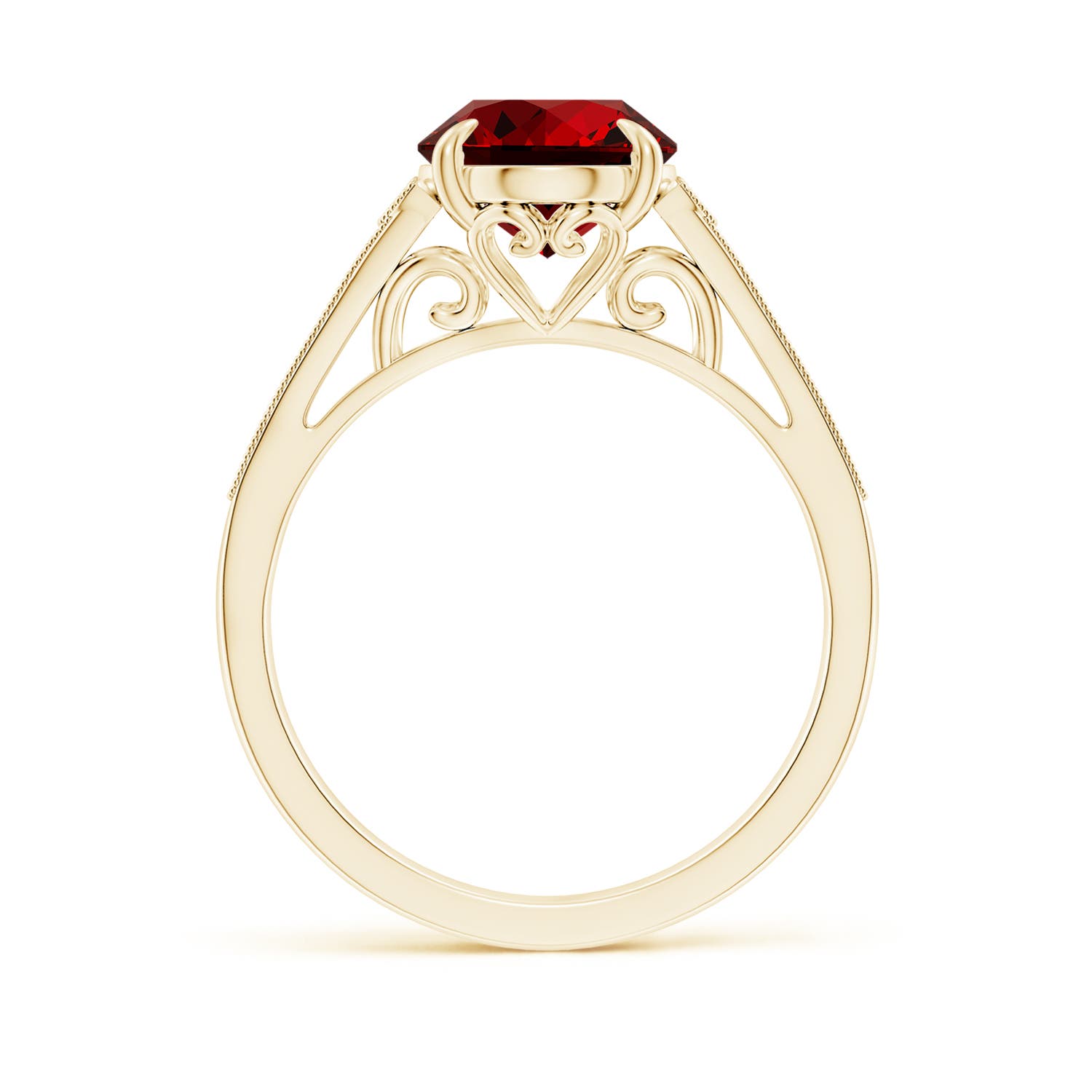 10x8mm Labgrown Lab-Grown Aeon Vintage Inspired Oval Ruby Solitaire Engagement Ring with Milgrain in 18K Yellow Gold