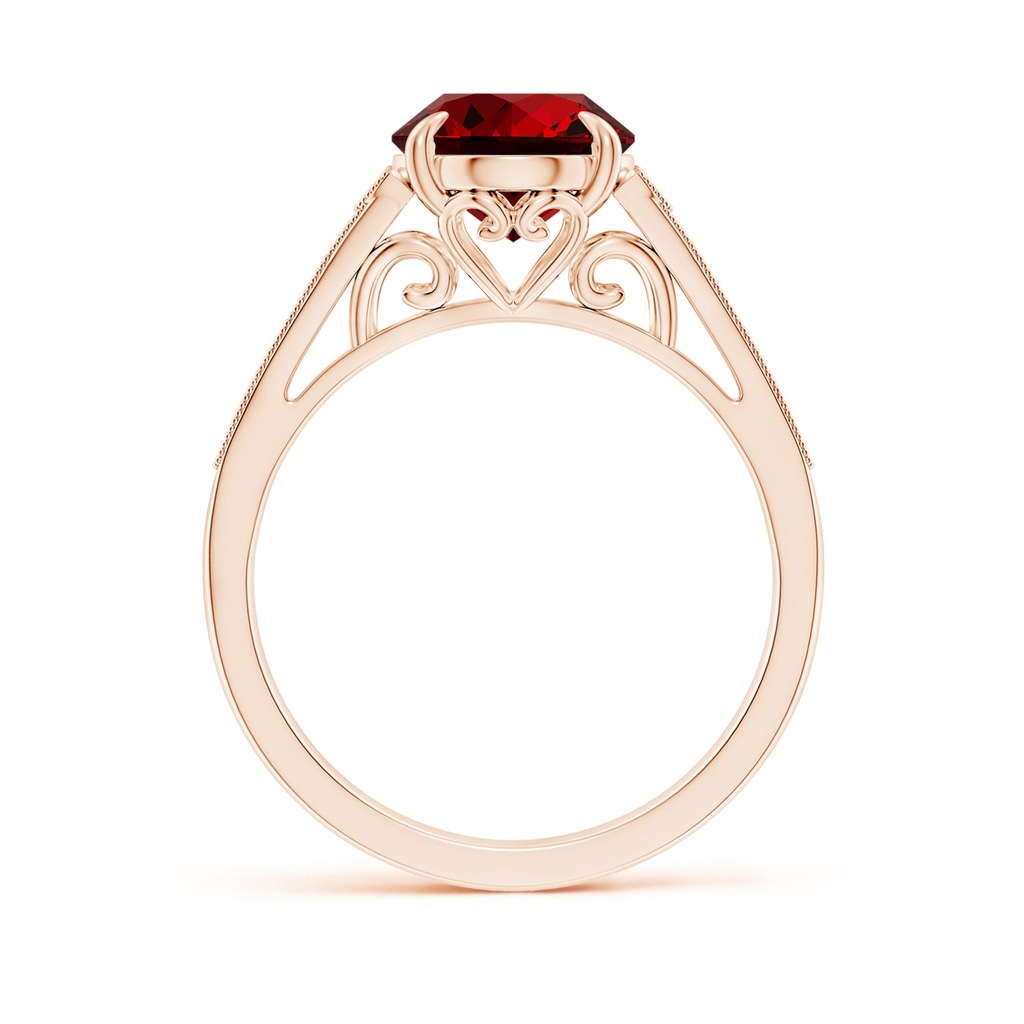 10x8mm Labgrown Lab-Grown Aeon Vintage Inspired Oval Ruby Solitaire Engagement Ring with Milgrain in Rose Gold - side 199