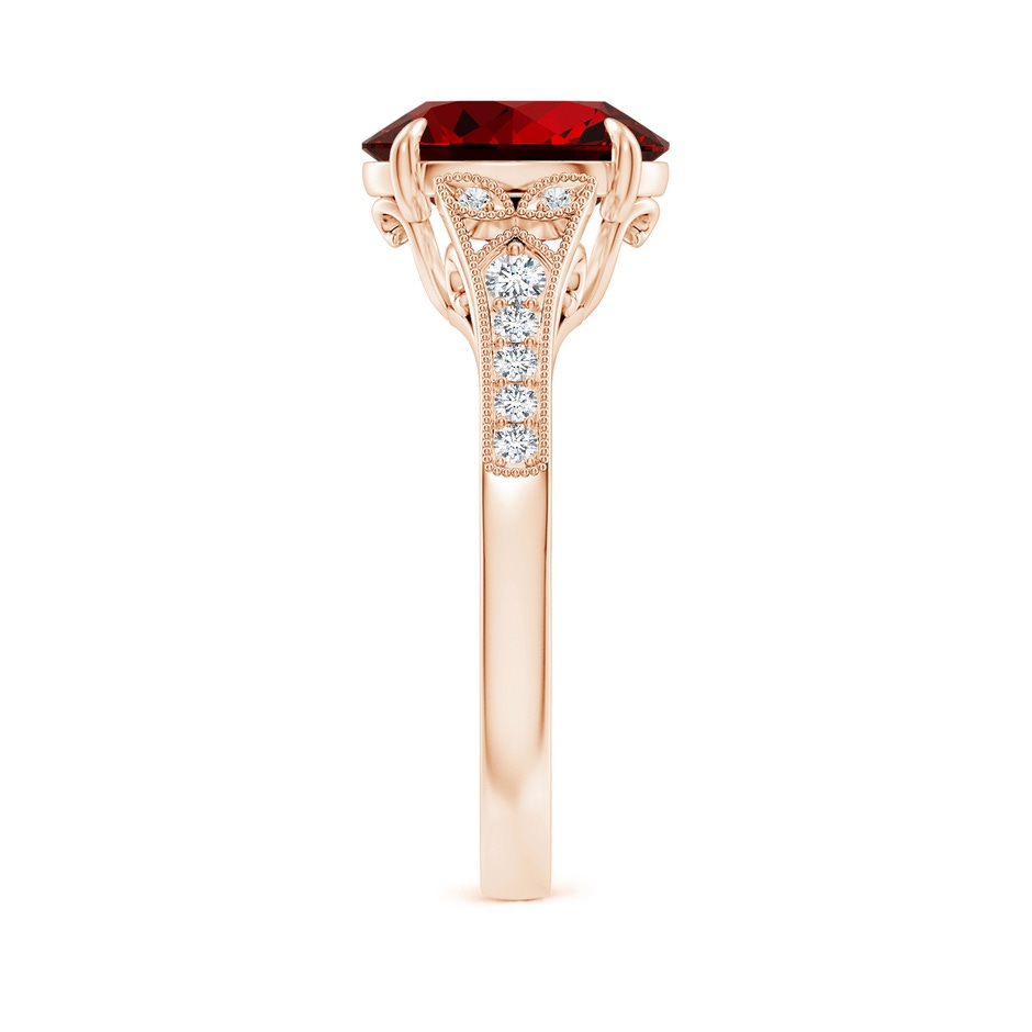 10x8mm Labgrown Lab-Grown Aeon Vintage Inspired Oval Ruby Solitaire Engagement Ring with Milgrain in Rose Gold side 299