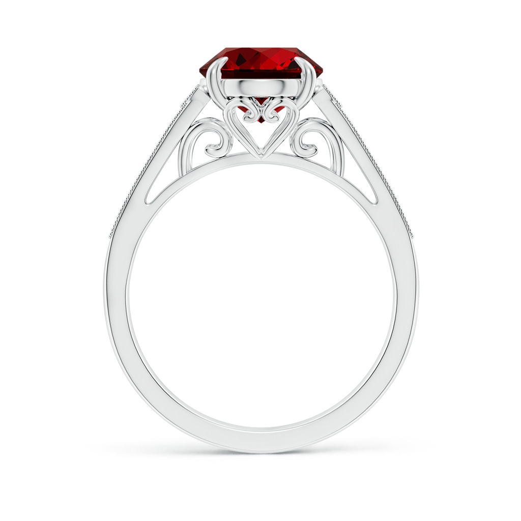 10x8mm Labgrown Lab-Grown Aeon Vintage Inspired Oval Ruby Solitaire Engagement Ring with Milgrain in White Gold - side 199