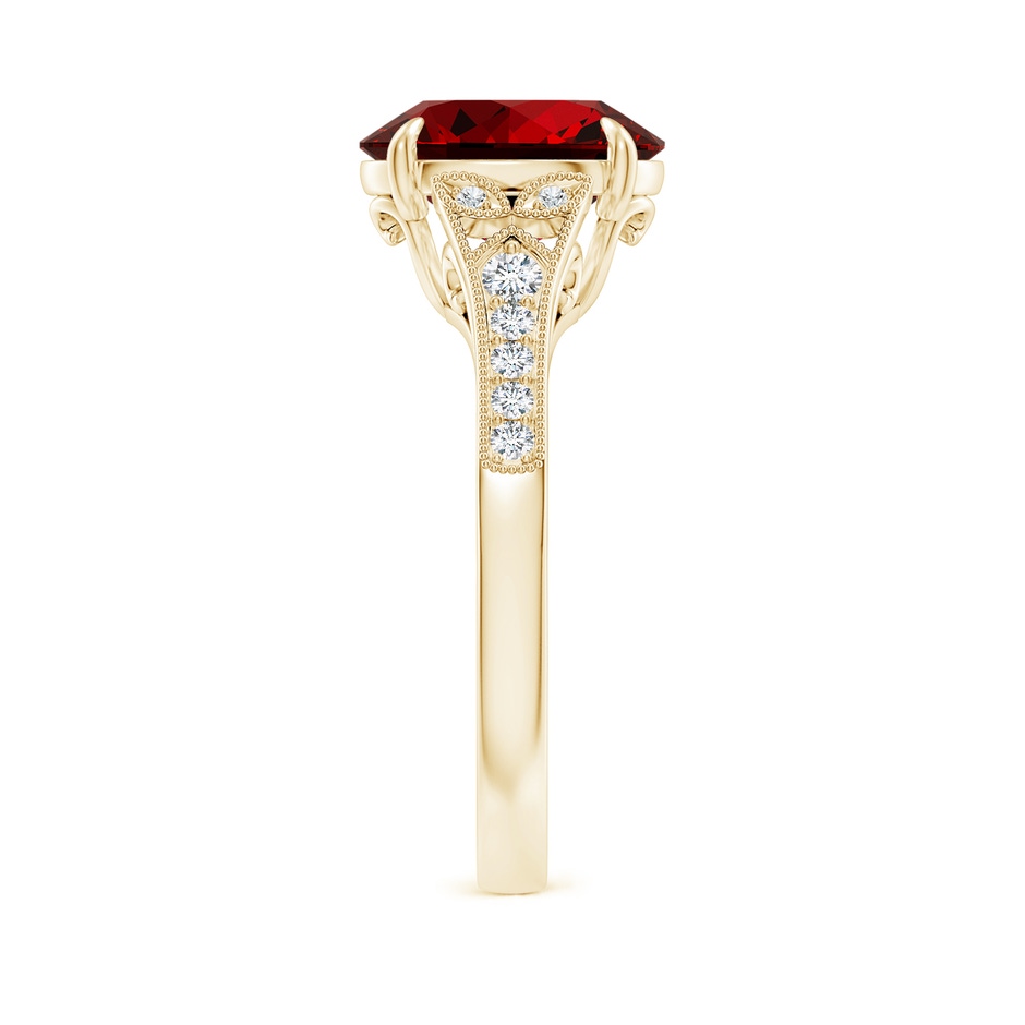 10x8mm Labgrown Lab-Grown Aeon Vintage Inspired Oval Ruby Solitaire Engagement Ring with Milgrain in Yellow Gold side 299