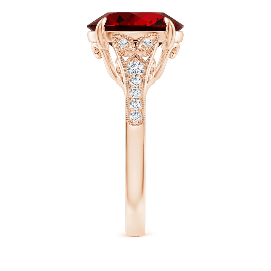 12x10mm Labgrown Lab-Grown Aeon Vintage Inspired Oval Ruby Solitaire Engagement Ring with Milgrain in Rose Gold side 299