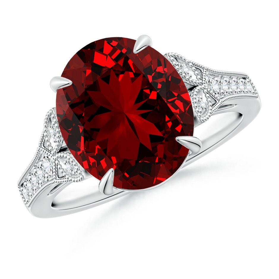 12x10mm Labgrown Lab-Grown Aeon Vintage Inspired Oval Ruby Solitaire Engagement Ring with Milgrain in White Gold 