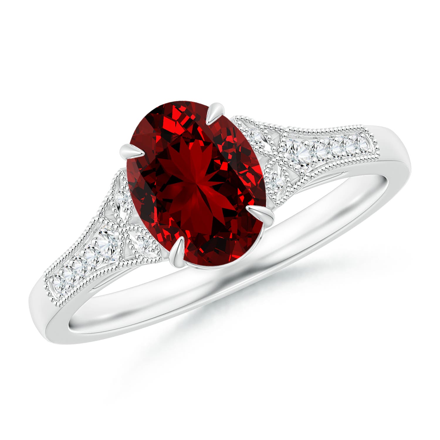 Premium - Lab-Grown Ruby / 1.39 CT / 18 KT White Gold