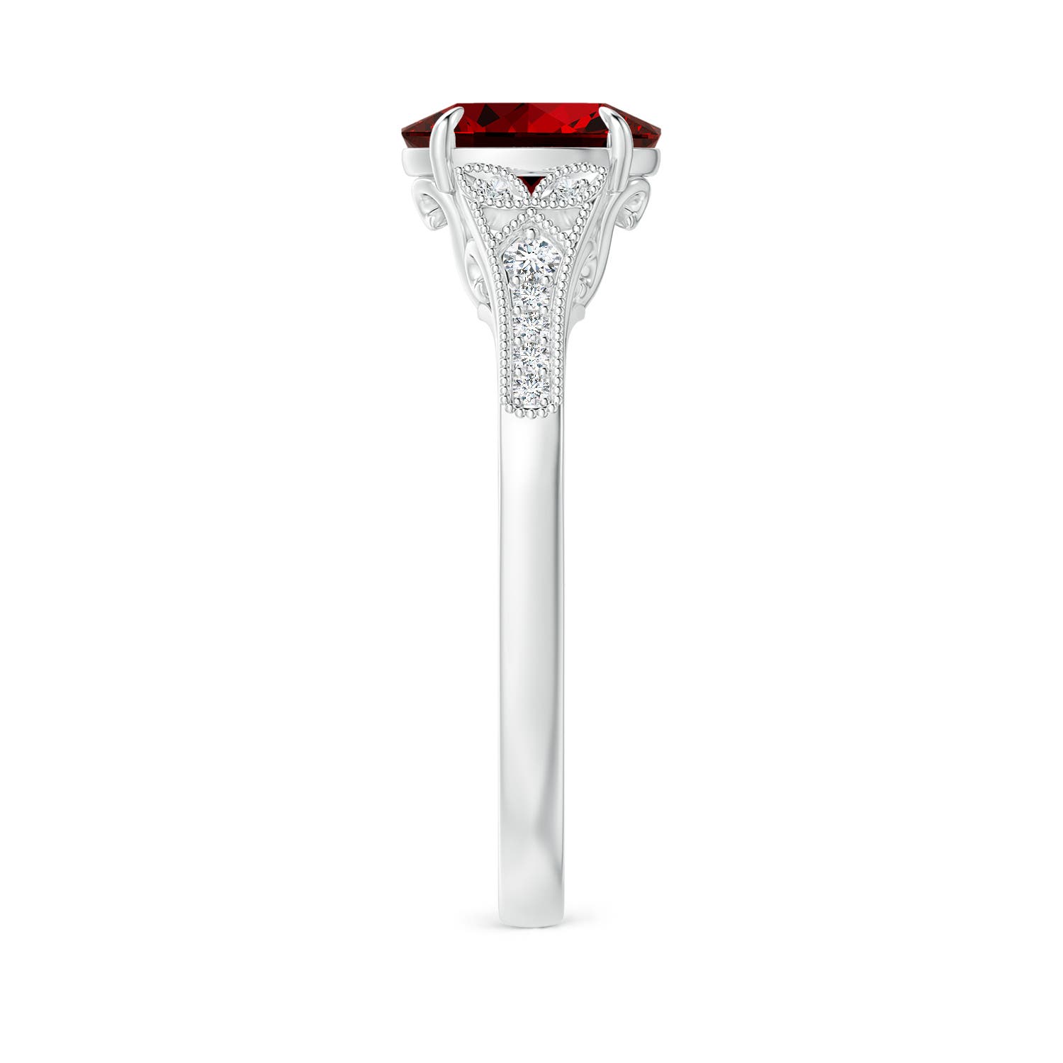 Premium - Lab-Grown Ruby / 1.39 CT / 18 KT White Gold