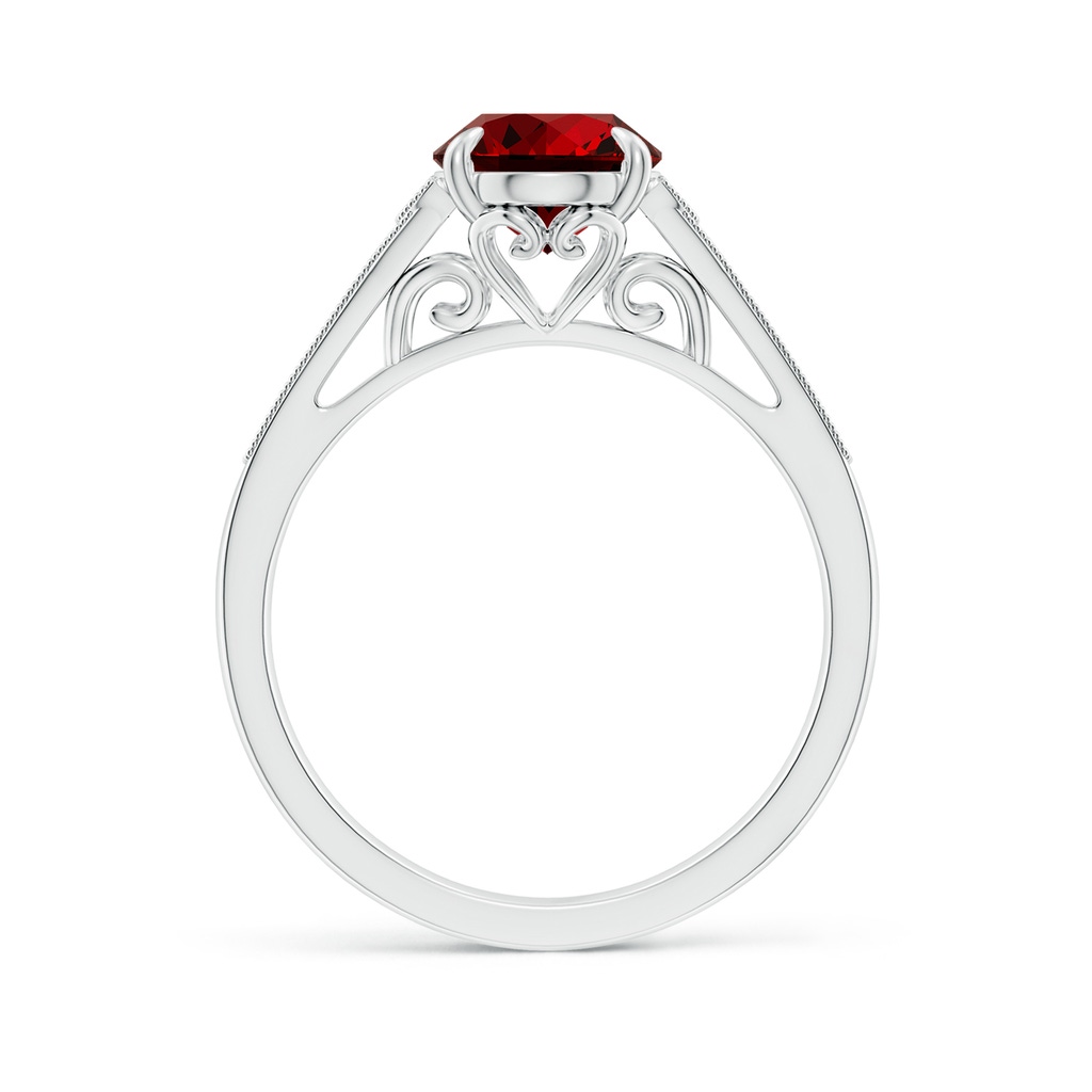 9x7mm Labgrown Lab-Grown Aeon Vintage Inspired Oval Ruby Solitaire Engagement Ring with Milgrain in White Gold - side 199