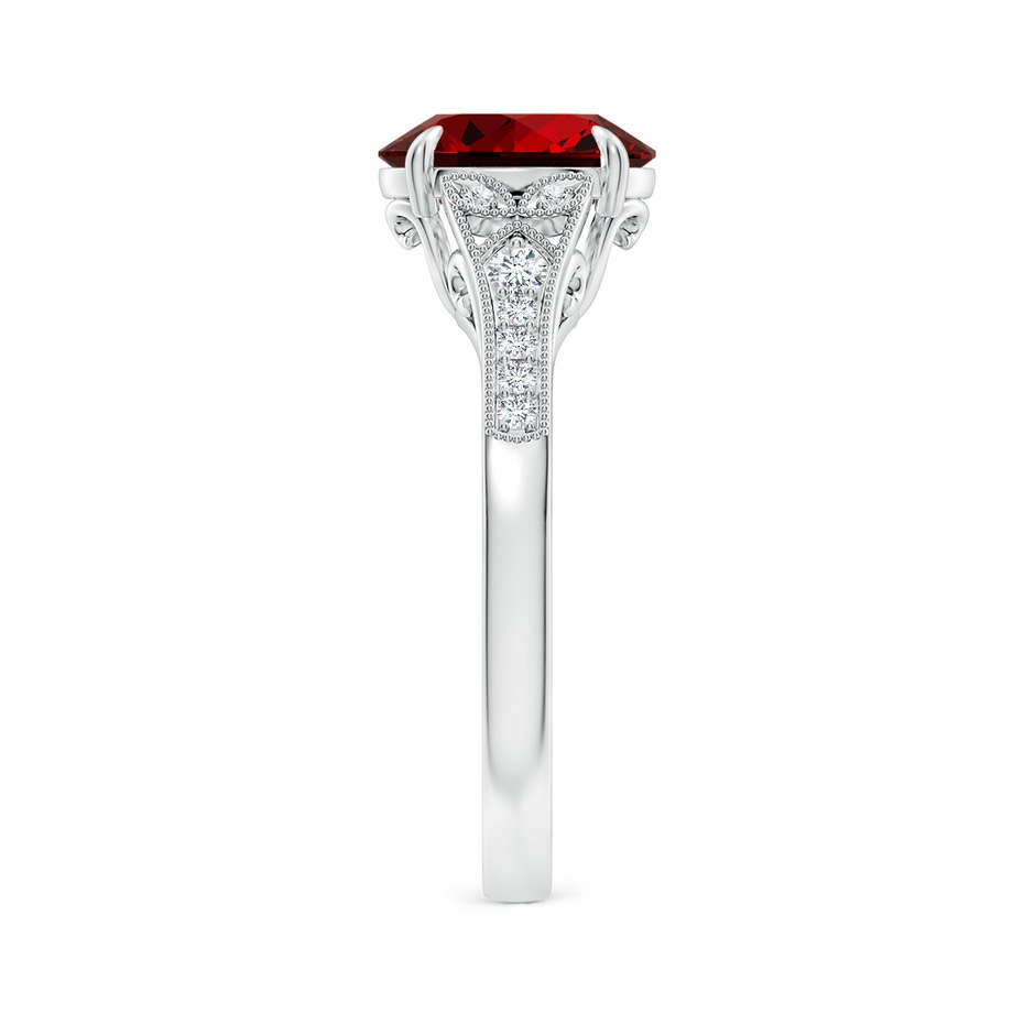 9x7mm Labgrown Lab-Grown Aeon Vintage Inspired Oval Ruby Solitaire Engagement Ring with Milgrain in White Gold side 299