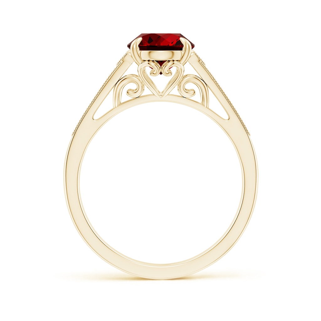 9x7mm Labgrown Lab-Grown Aeon Vintage Inspired Oval Ruby Solitaire Engagement Ring with Milgrain in Yellow Gold Side 199
