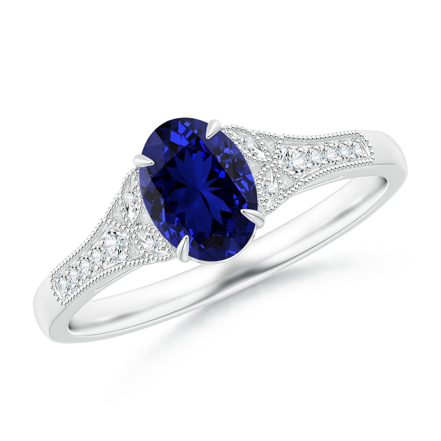 Premium - Lab-Grown Blue Sapphire / 0.96 CT / 18 KT White Gold