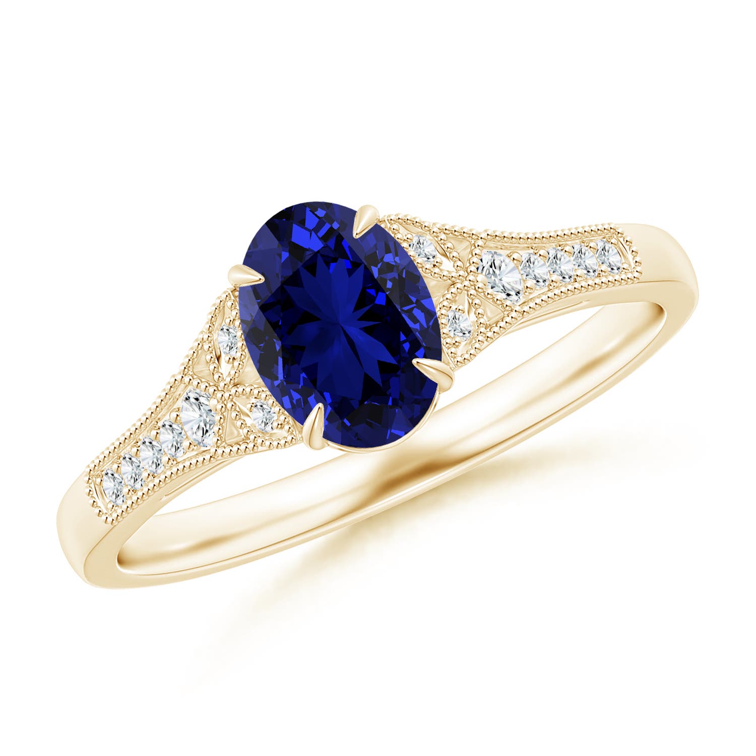 Premium - Lab-Grown Blue Sapphire / 0.96 CT / 18 KT Yellow Gold