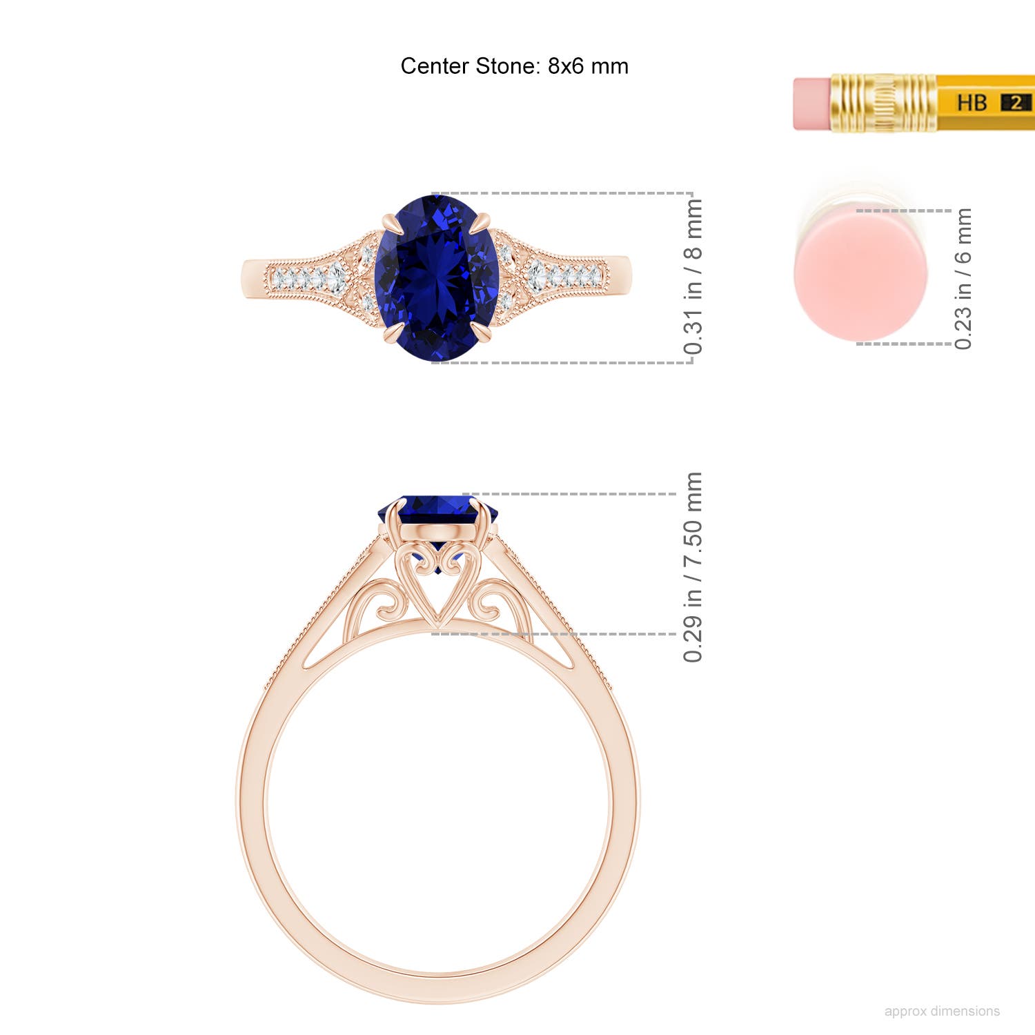 Premium - Lab-Grown Blue Sapphire / 1.69 CT / 18 KT Rose Gold