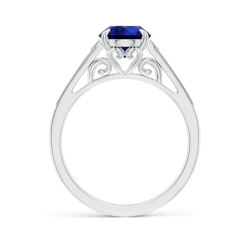 9x7mm Labgrown Lab-Grown Aeon Vintage Inspired Oval Sapphire Solitaire Engagement Ring with Milgrain in White Gold Side 199