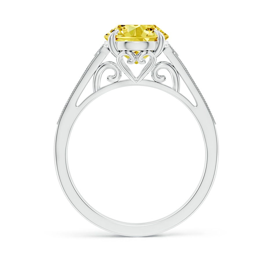 10x8mm Labgrown Aeon Vintage Inspired Oval Lab-Grown Fancy Intense Yellow Diamond Solitaire Engagement Ring with Milgrain in P950 Platinum side 199