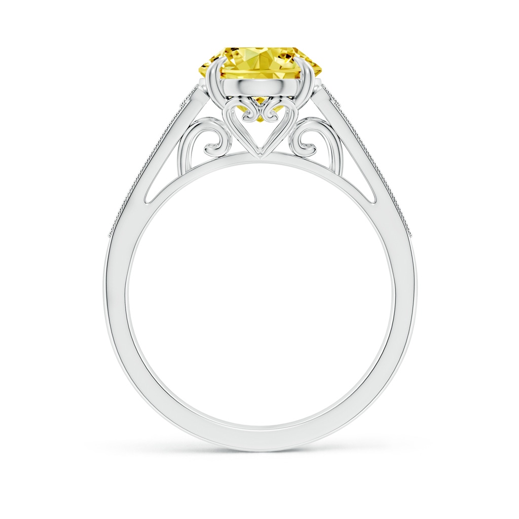 10x8mm Labgrown Aeon Vintage Inspired Oval Lab-Grown Fancy Intense Yellow Diamond Solitaire Engagement Ring with Milgrain in White Gold - side 199