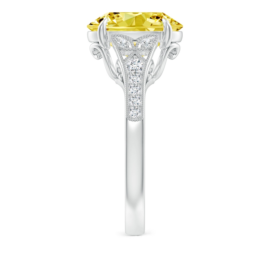 12x8mm Labgrown Aeon Vintage Inspired Oval Lab-Grown Fancy Intense Yellow Diamond Solitaire Engagement Ring with Milgrain in White Gold side 299