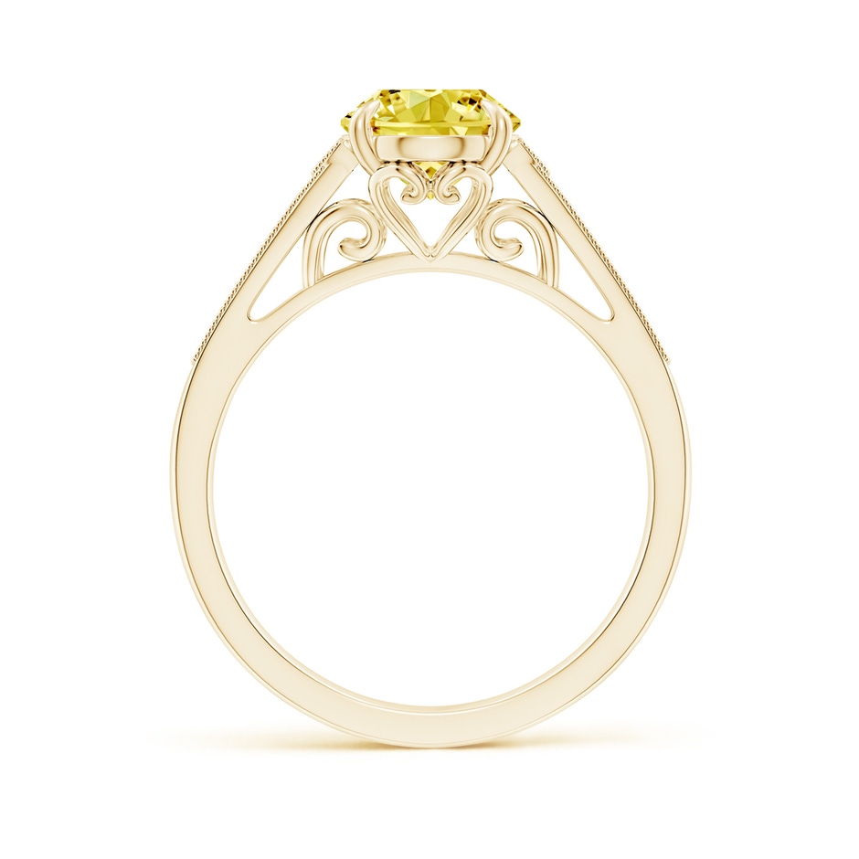 9x7mm Labgrown Aeon Vintage Inspired Oval Lab-Grown Fancy Intense Yellow Diamond Solitaire Engagement Ring with Milgrain in Yellow Gold side 199