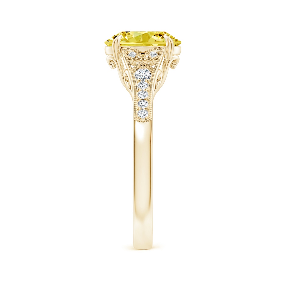 9x7mm Labgrown Aeon Vintage Inspired Oval Lab-Grown Fancy Intense Yellow Diamond Solitaire Engagement Ring with Milgrain in Yellow Gold side 299