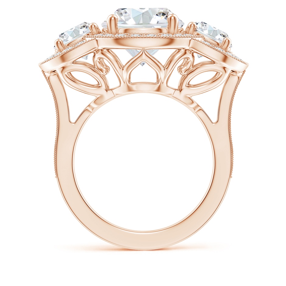 10.1mm FGVS Lab-Grown Aeon Vintage Inspired Diamond Halo Three Stone Engagement Ring with Milgrain in Rose Gold side 199