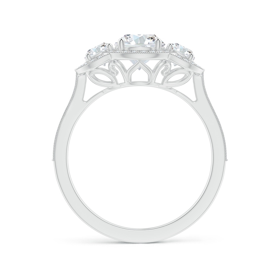 6mm FGVS Lab-Grown Aeon Vintage Inspired Diamond Halo Three Stone Engagement Ring with Milgrain in 18K White Gold side 199
