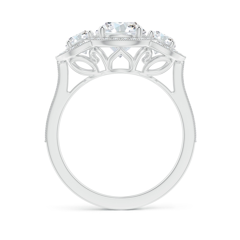 7mm FGVS Lab-Grown Aeon Vintage Inspired Diamond Halo Three Stone Engagement Ring with Milgrain in White Gold side 199