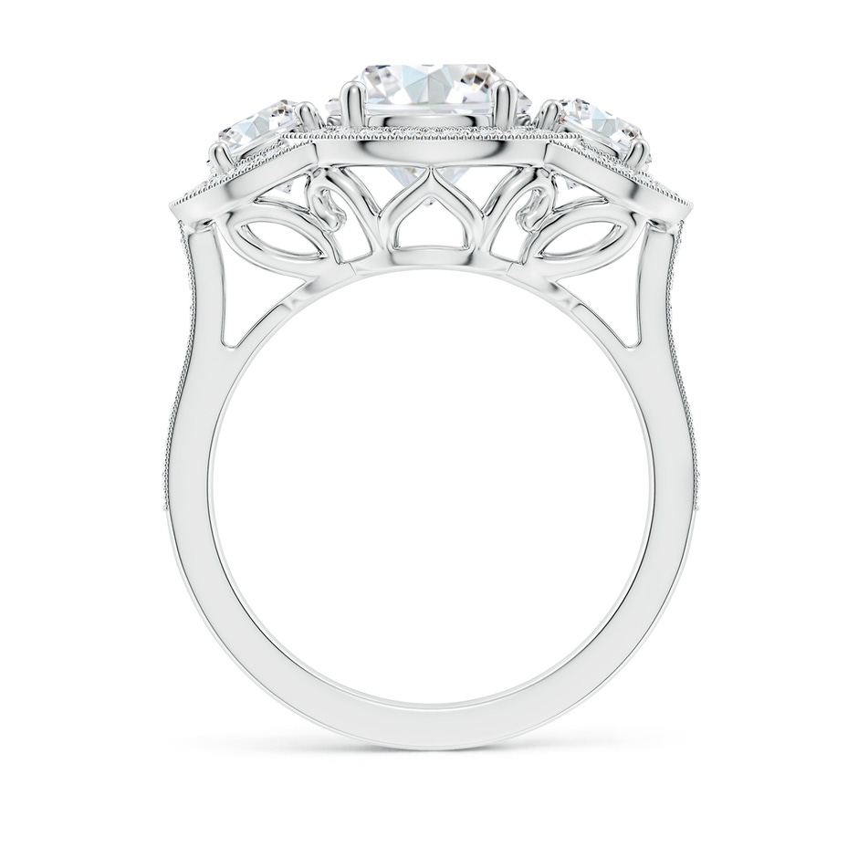 8mm FGVS Lab-Grown Aeon Vintage Inspired Diamond Halo Three Stone Engagement Ring with Milgrain in White Gold side 199