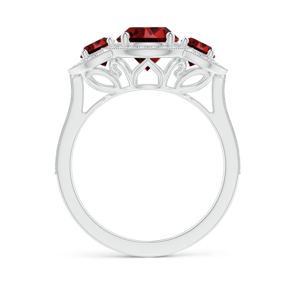 7mm Labgrown Lab-Grown Aeon Vintage Inspired Ruby Halo Three Stone Engagement Ring with Milgrain in P950 Platinum side 199