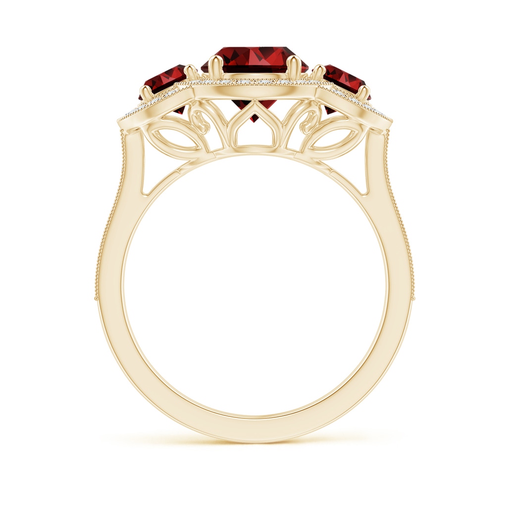 7mm Labgrown Lab-Grown Aeon Vintage Inspired Ruby Halo Three Stone Engagement Ring with Milgrain in Yellow Gold Side 199
