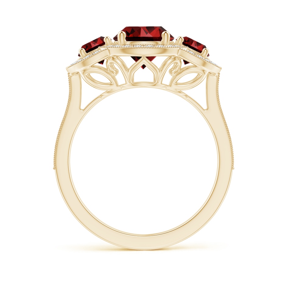 7mm Labgrown Lab-Grown Aeon Vintage Inspired Ruby Halo Three Stone Engagement Ring with Milgrain in Yellow Gold Side 199