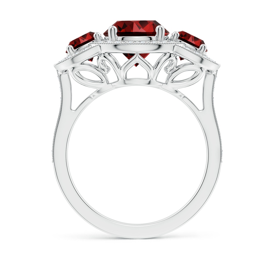 8mm Labgrown Lab-Grown Aeon Vintage Inspired Ruby Halo Three Stone Engagement Ring with Milgrain in P950 Platinum side 199
