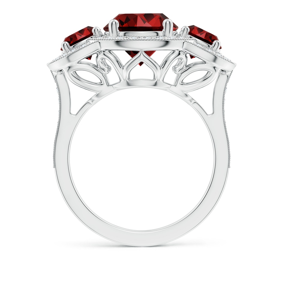 9mm Labgrown Lab-Grown Aeon Vintage Inspired Ruby Halo Three Stone Engagement Ring with Milgrain in P950 Platinum side 199