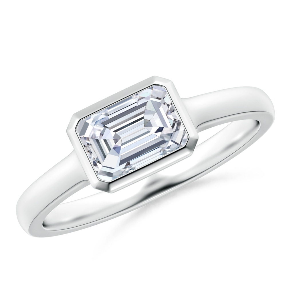 7x5mm FGVS Lab-Grown East-West Emerald-Cut Diamond Solitaire Ring in 18K White Gold