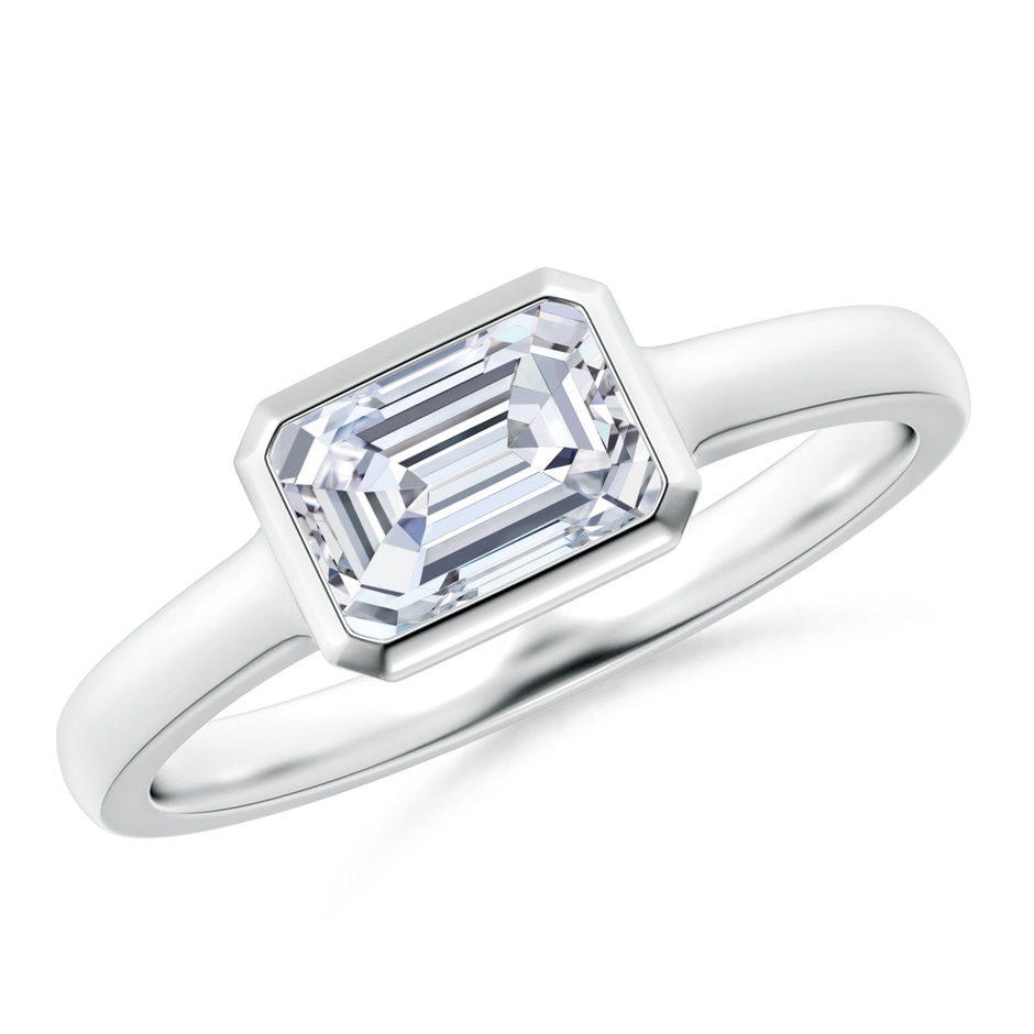 7x5mm FGVS Lab-Grown East-West Emerald-Cut Diamond Solitaire Ring in 18K White Gold 