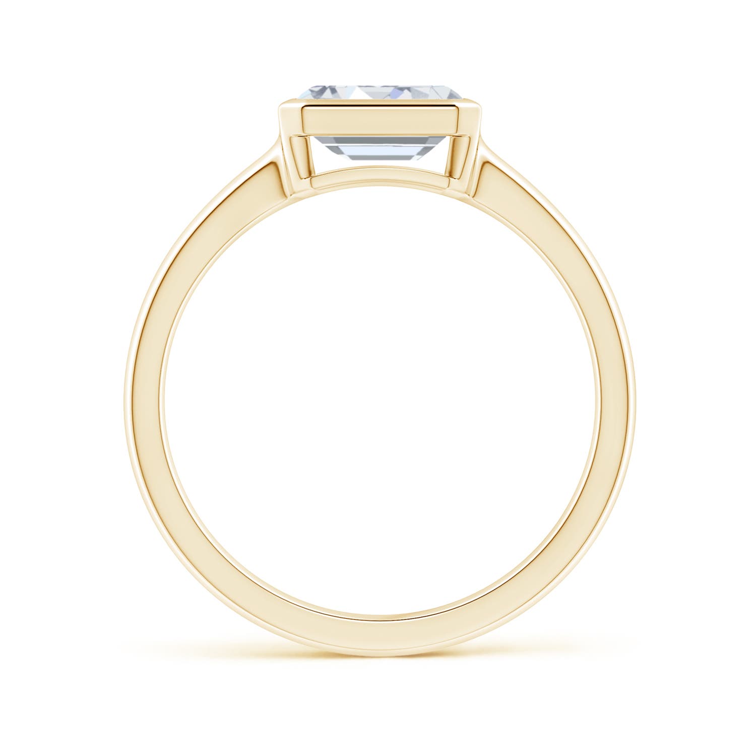 7x5mm FGVS Lab-Grown East-West Emerald-Cut Diamond Solitaire Ring in 18K Yellow Gold