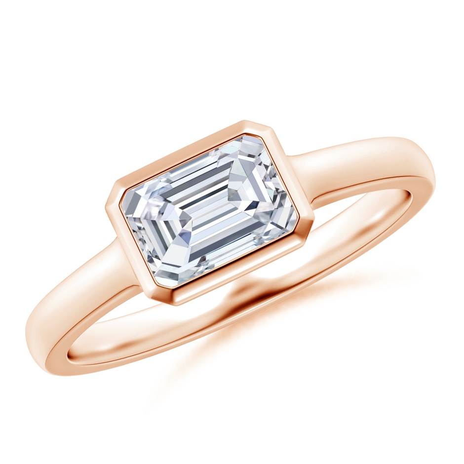 7x5mm FGVS Lab-Grown East-West Emerald-Cut Diamond Solitaire Ring in Rose Gold 