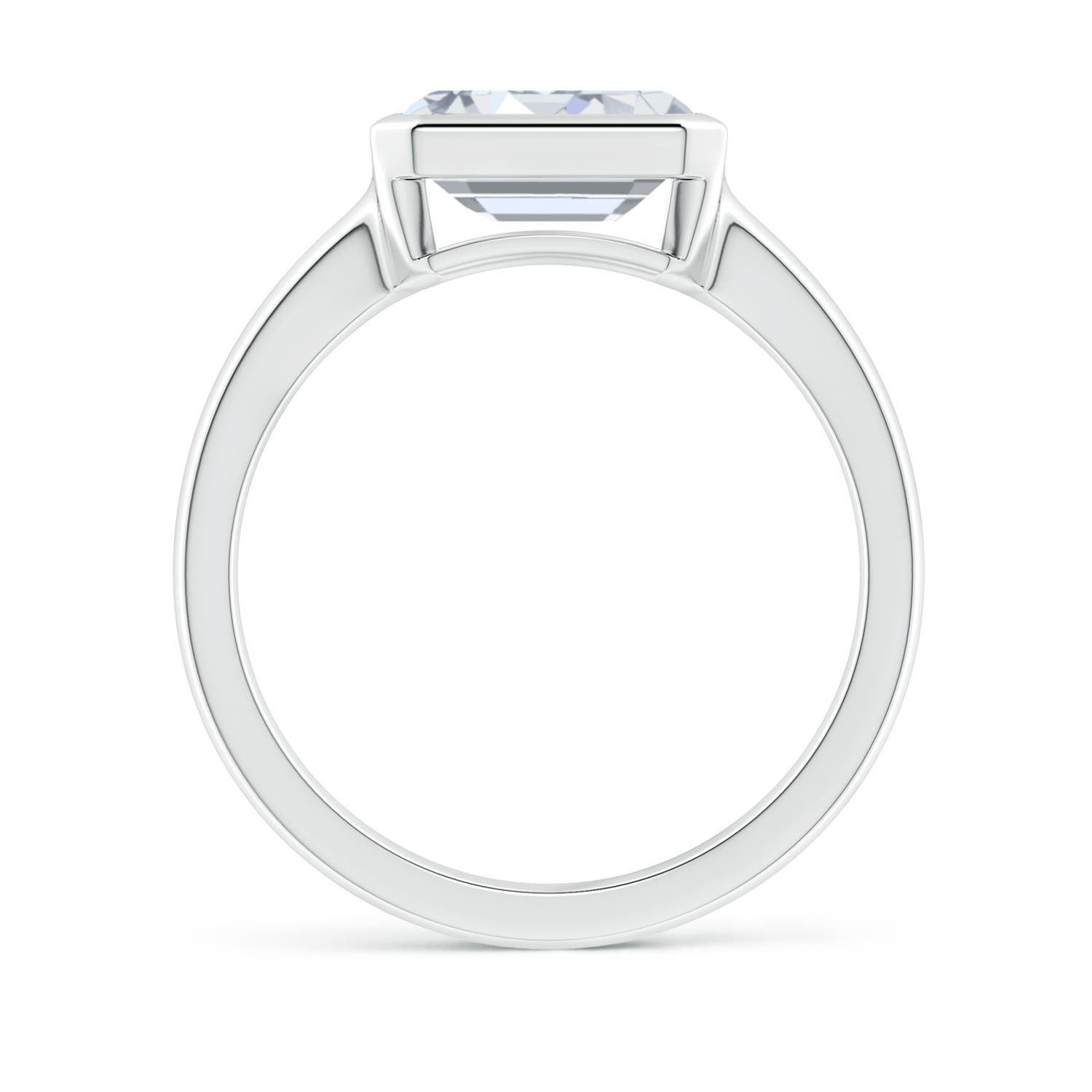 8.5x6.5mm FGVS Lab-Grown East-West Emerald-Cut Diamond Solitaire Ring in 18K White Gold
