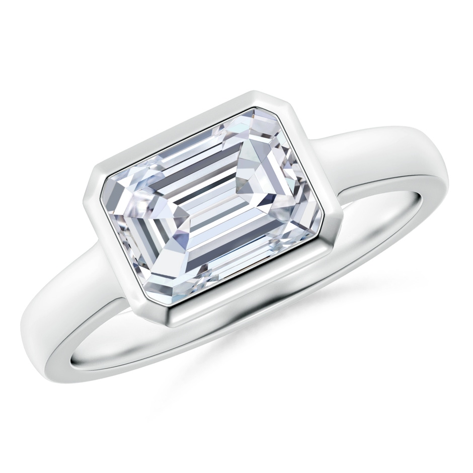 8.5x6.5mm FGVS Lab-Grown East-West Emerald-Cut Diamond Solitaire Ring in White Gold 