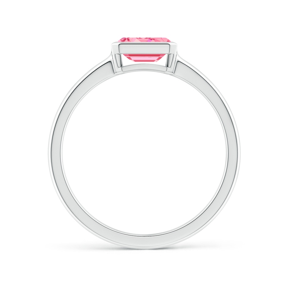 6x4mm Labgrown East-West Emerald-Cut Lab-Grown Fancy Intense Pink Diamond Solitaire Ring in Bezel Setting in P950 Platinum side 199