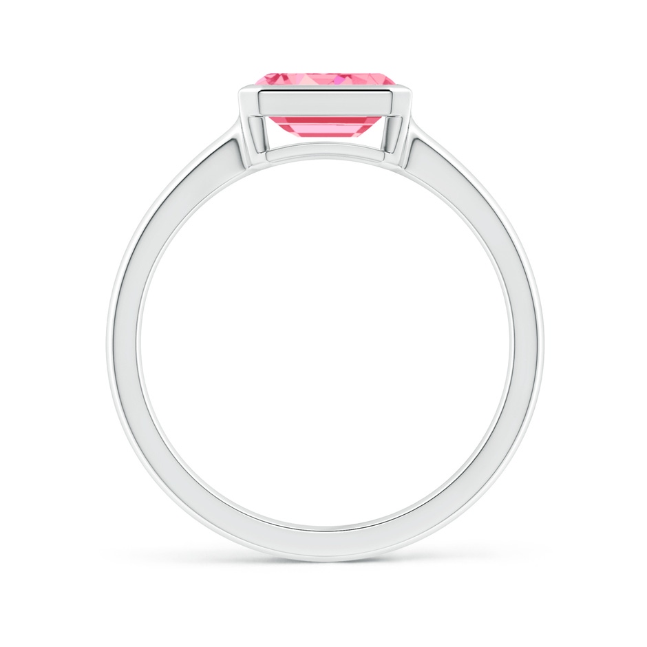 7x5mm Labgrown East-West Emerald-Cut Lab-Grown Fancy Intense Pink Diamond Solitaire Ring in Bezel Setting in White Gold side 199