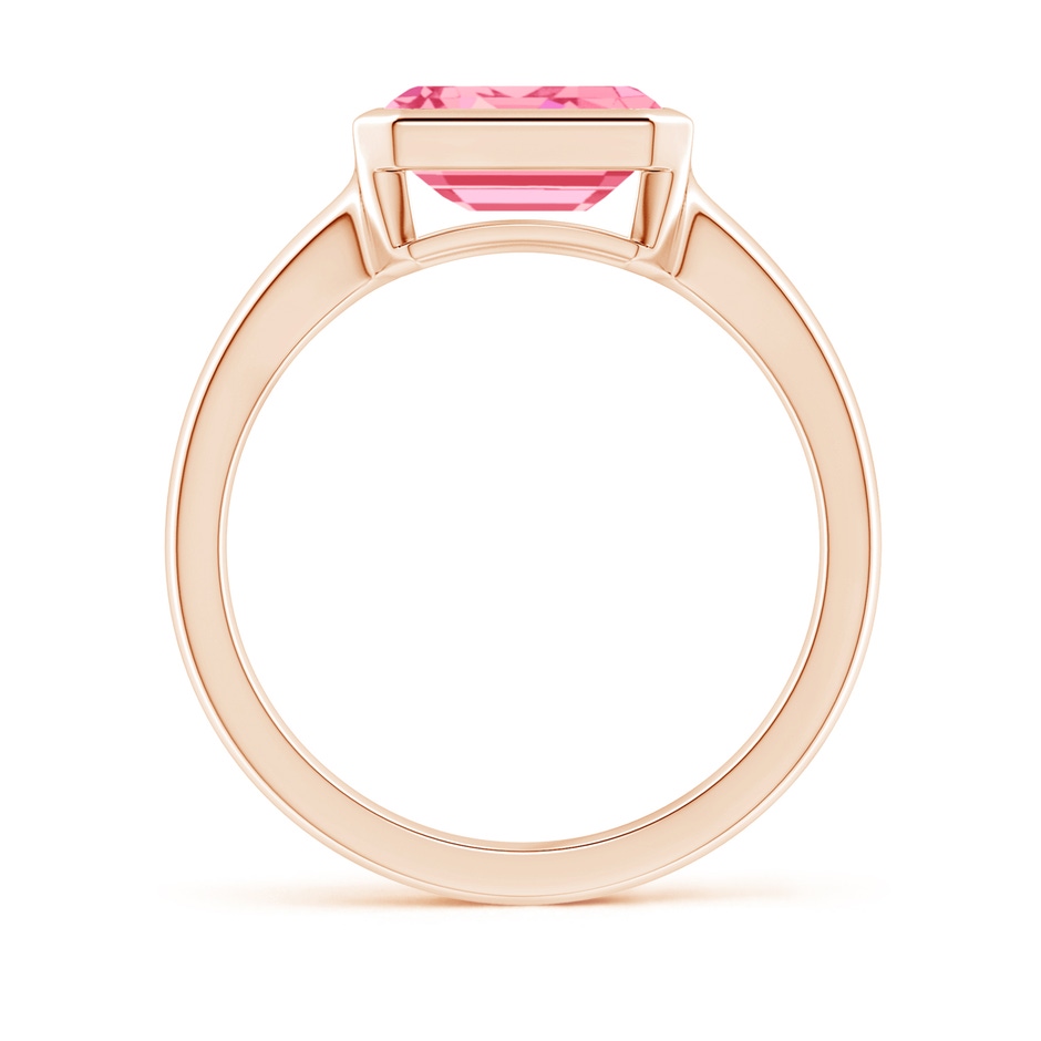 8.5x6.5mm Labgrown East-West Emerald-Cut Lab-Grown Fancy Intense Pink Diamond Solitaire Ring in Bezel Setting in Rose Gold side 199